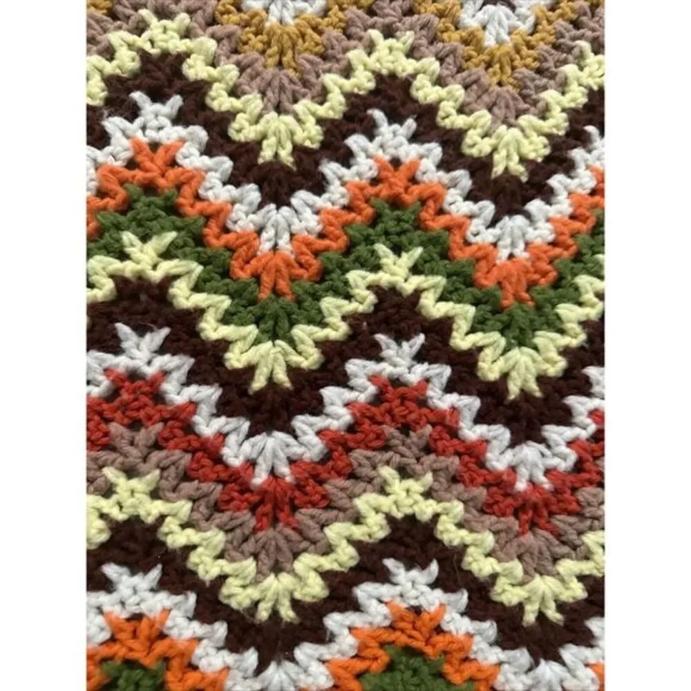 Vintage Crochet‎ Chevron Zig Zag Pattern Throw Blanket Afghan 69